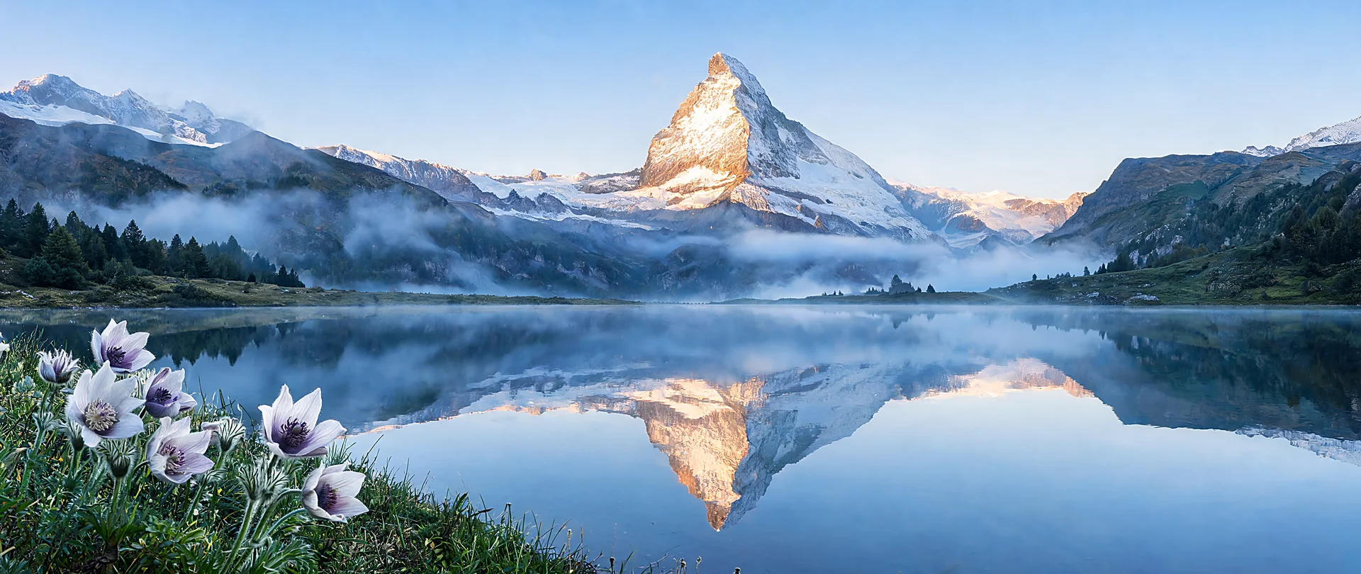 Misty Matterhorn Reflection at Riffelsee