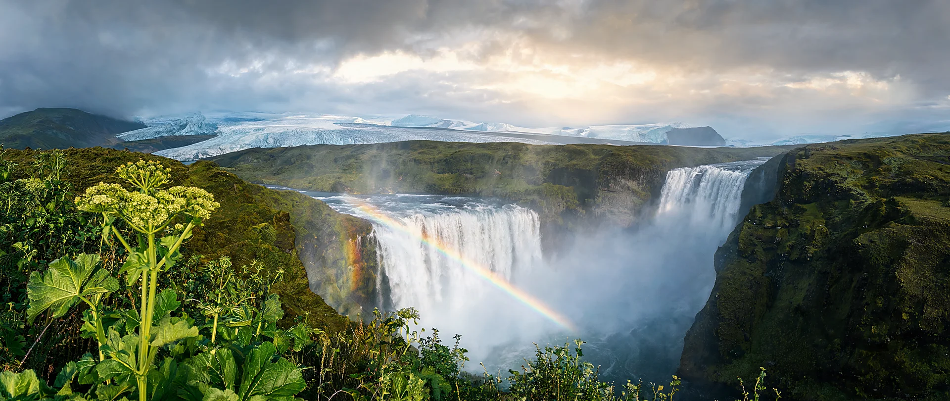 Skógafoss Golden Hour Rainbow Cascade