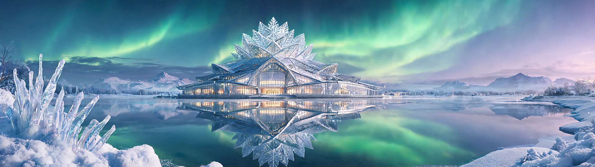 Aurora Glass Opera House Reflection