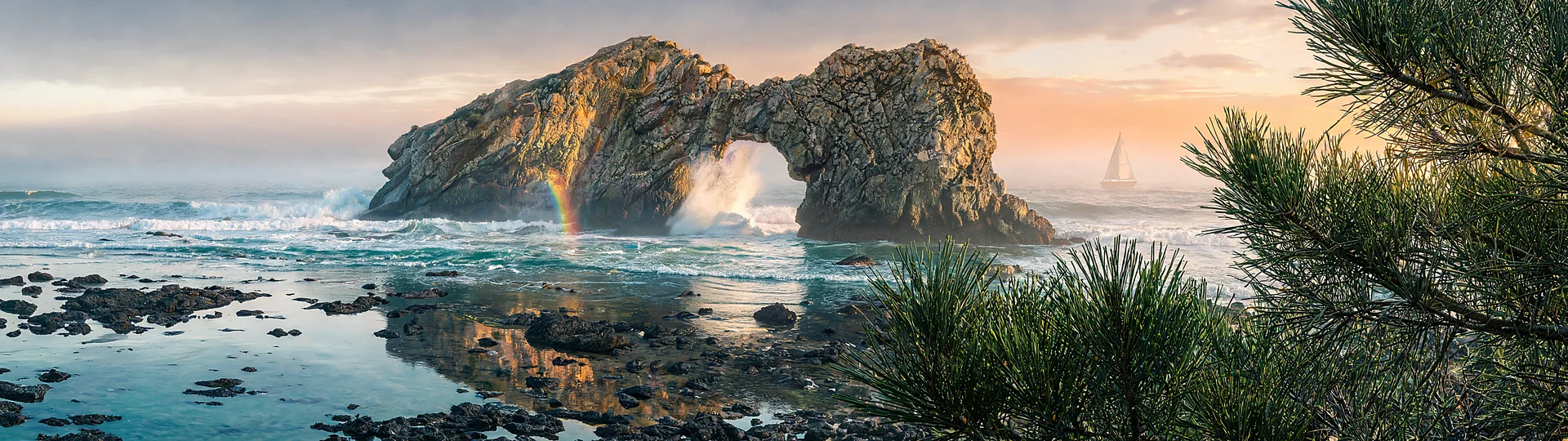 Misty Sea Arch Sunrise Voyage