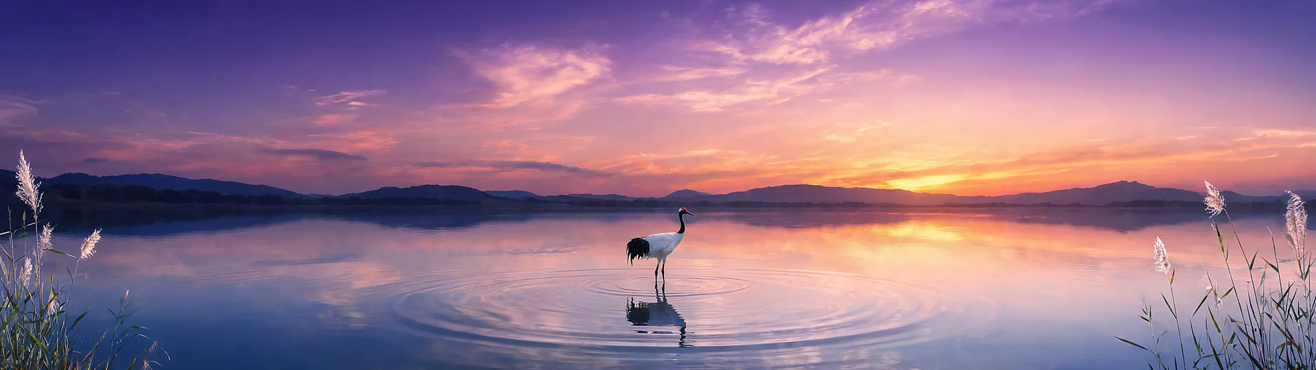 Crane at Golden Hour Lake