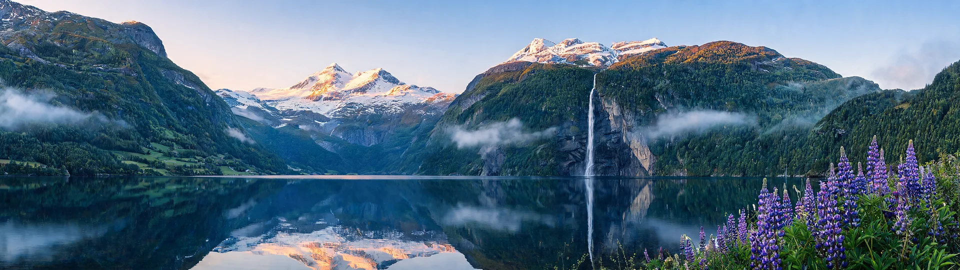 Misty Fjord Dawn Reflection