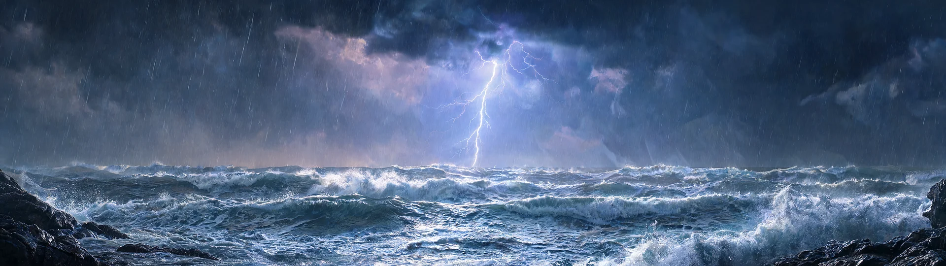 Raging Sea Lightning Storm