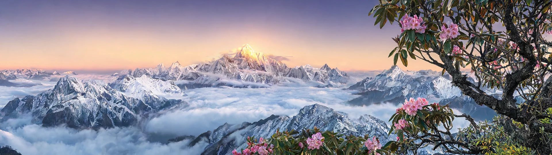 Golden Summit Misty Peaks 5120x1440 Super Ultrawide Wallpaper