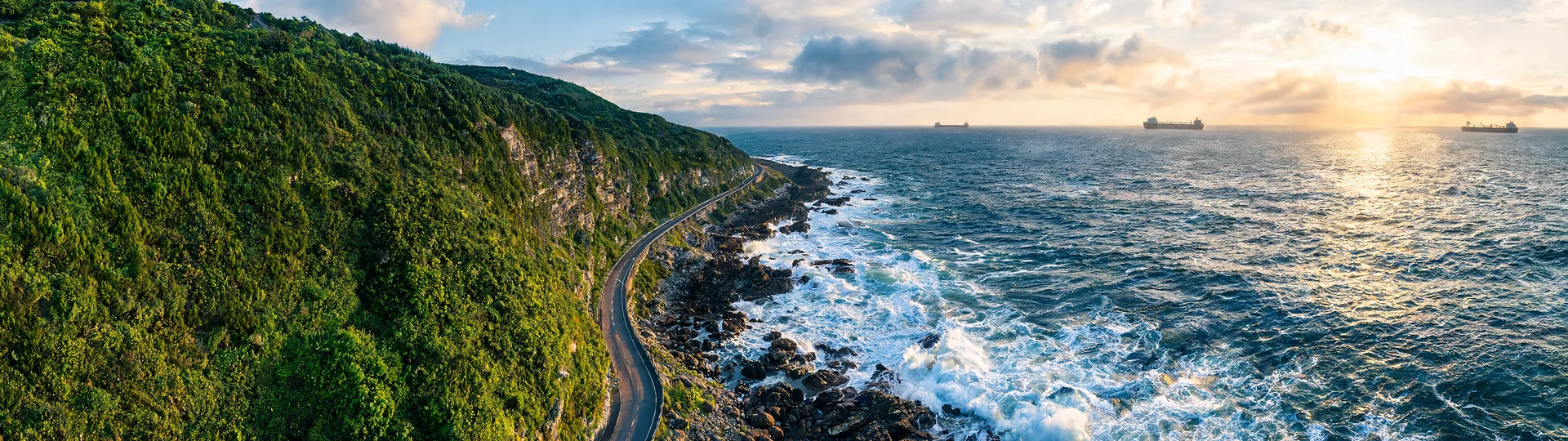 Sunset Aerial Coastal Road