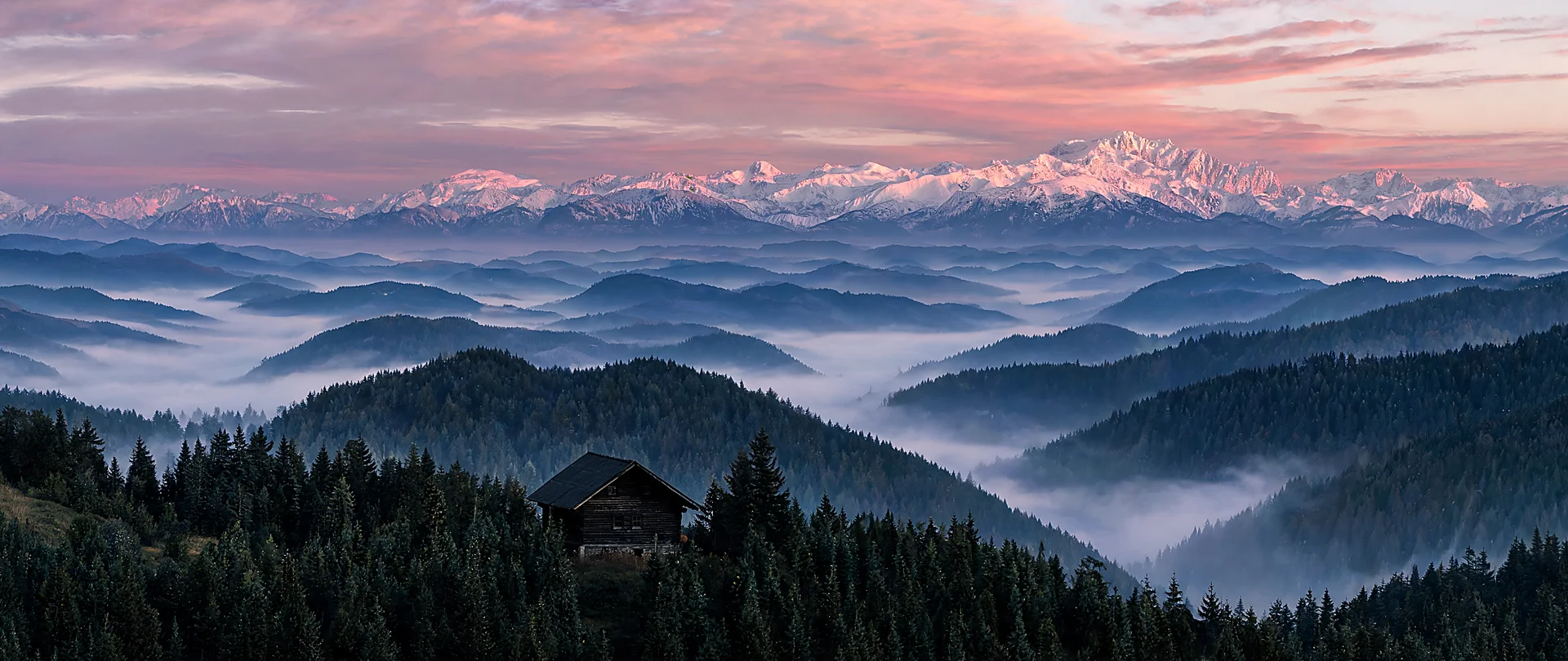 Misty Dawn Over Carpathian Ridges Ultra Full HD Wallpaper