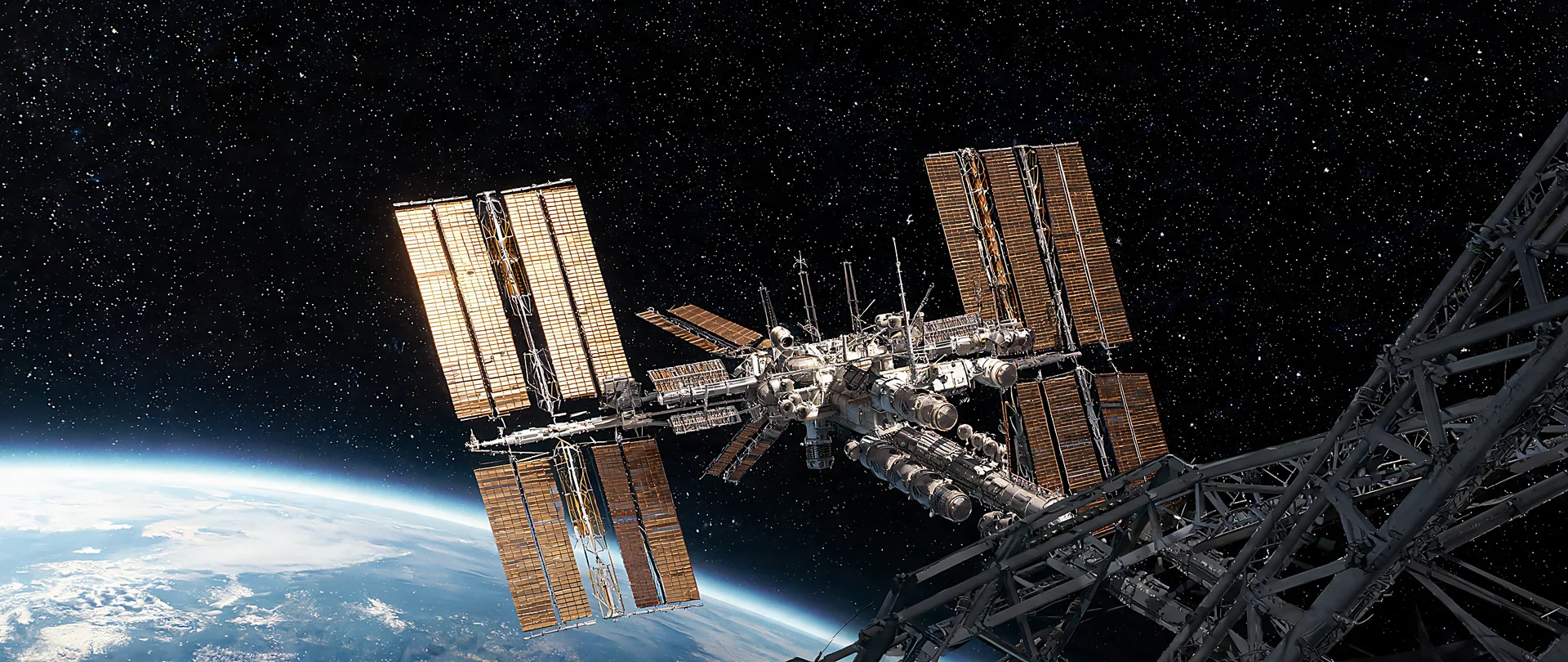 Space Station Solar Array Dawn Panorama