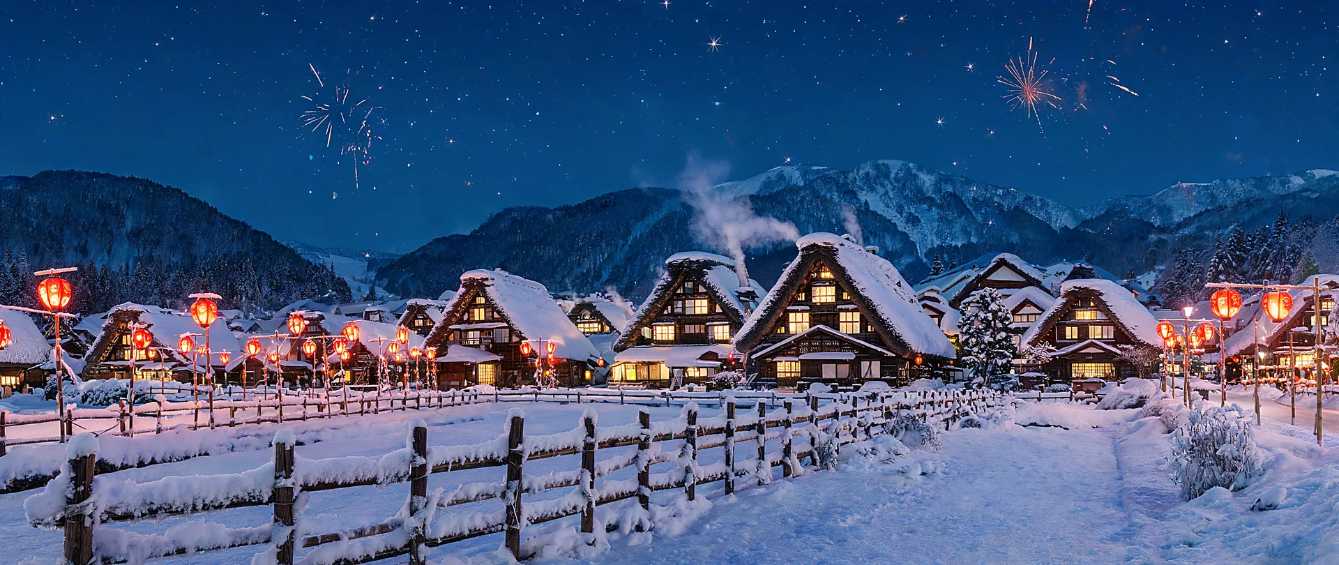 Lanterns on First Snow Night