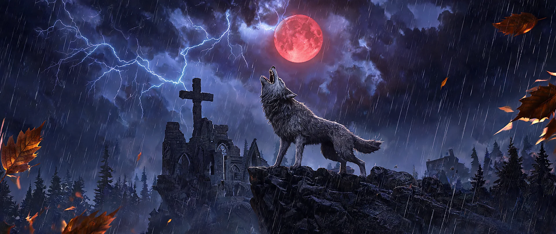 Werewolf Wallpaper Crimson Moon Howl