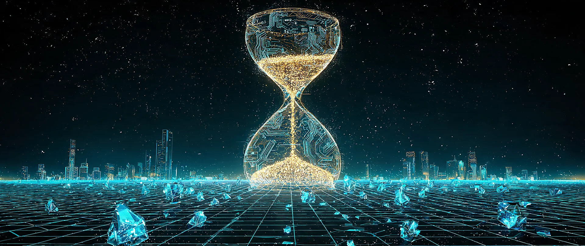Glowing Particle Hologram Hourglass