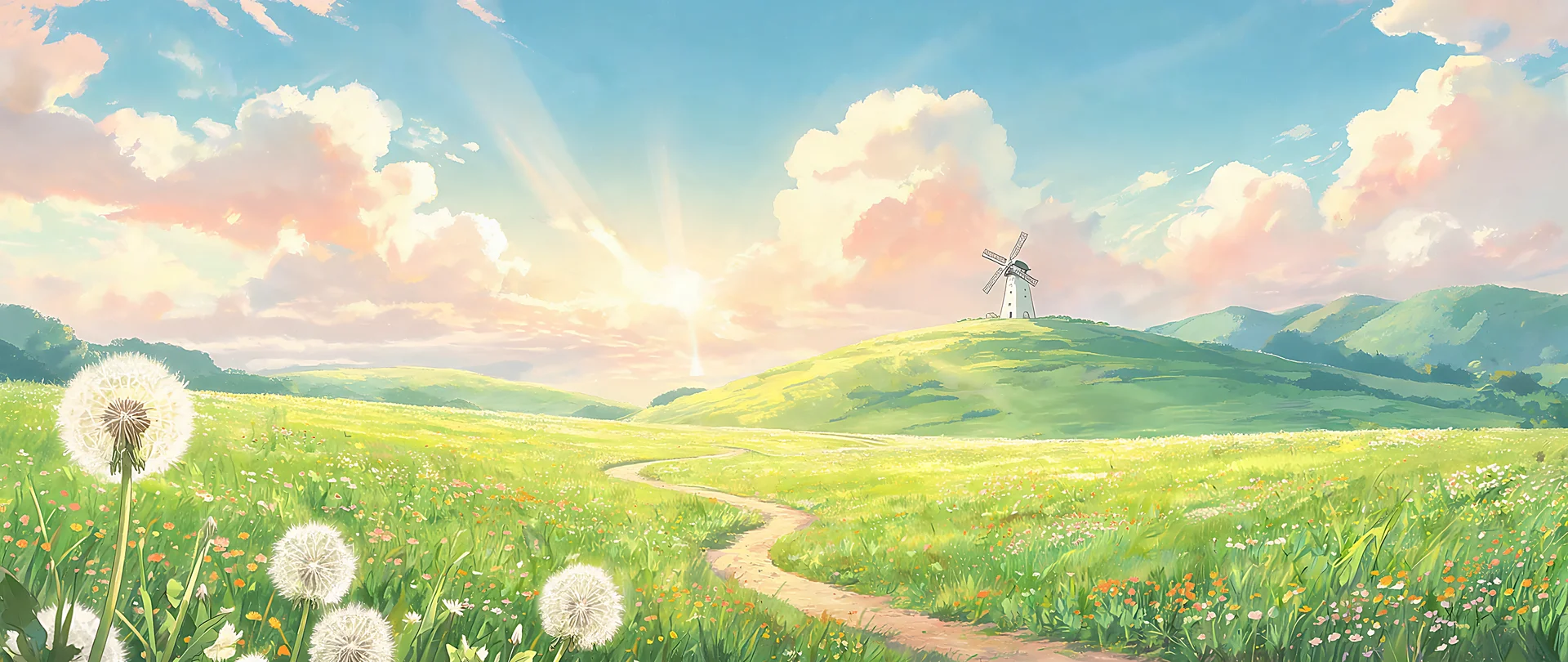 Sunlit Anime Cloudscape Dream