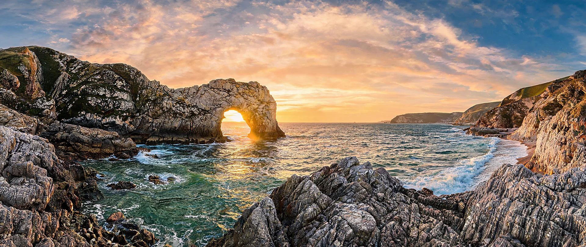 Durdle Door Golden Hour Arch 21:9 Full HD Wallpaper