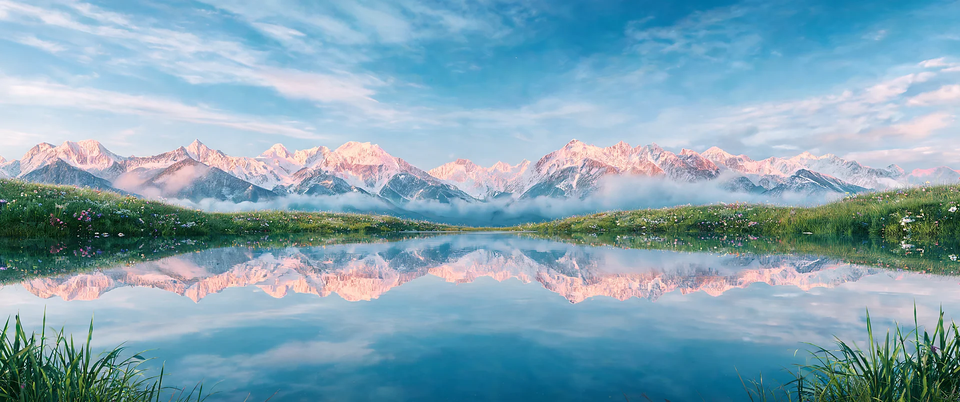 Alpine Lake Mirroring Twilight Peaks