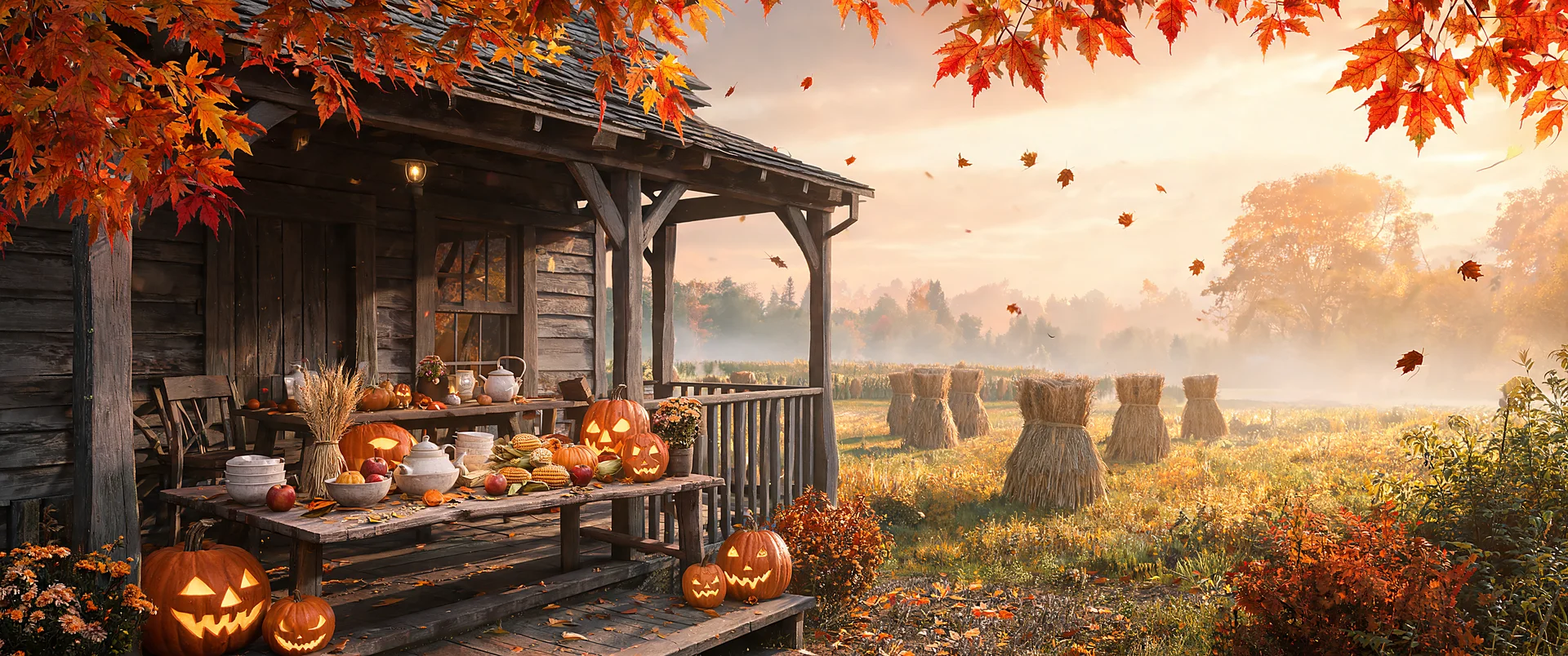 Rustic Pumpkin Feast Thanksgiving Wallpaper