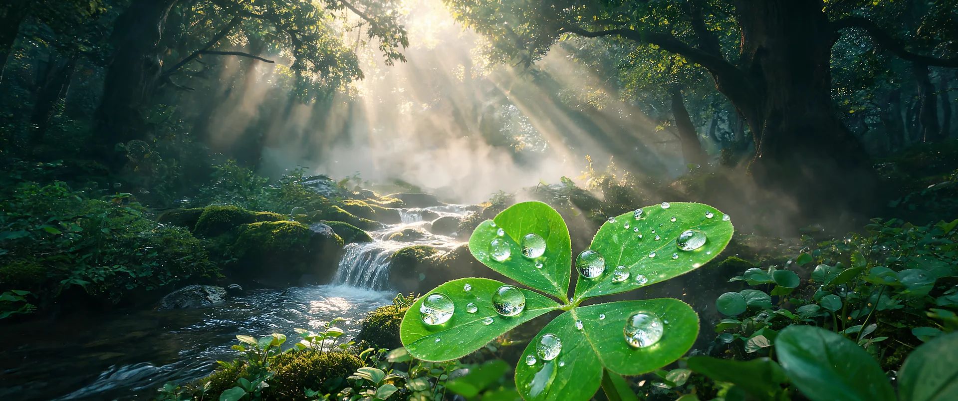 Luminous Clover Forest Floor Bokeh 34 inch Ultrawide Wallpaper