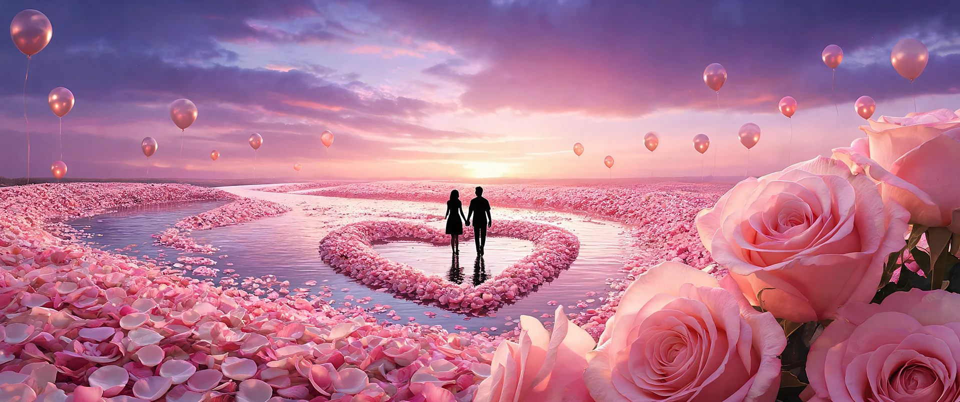 Rose Petal Pathway Valentines Wallpaper