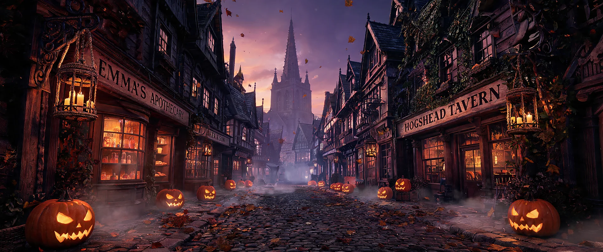 Vintage Halloween Wallpaper Glowing Pumpkins