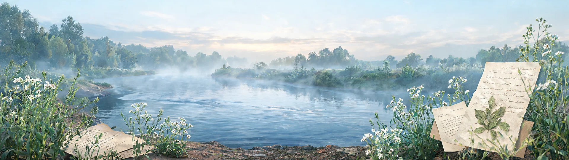 Misted River Romance Quote Wallpaper
