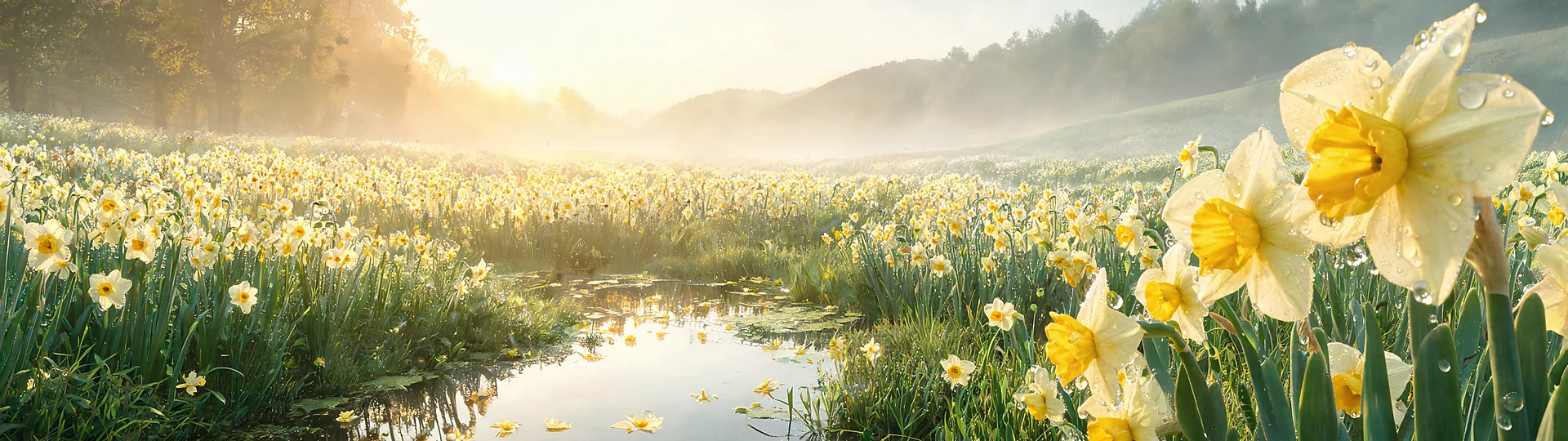 Golden Dawn Daffodil Wallpaper 3840x1080