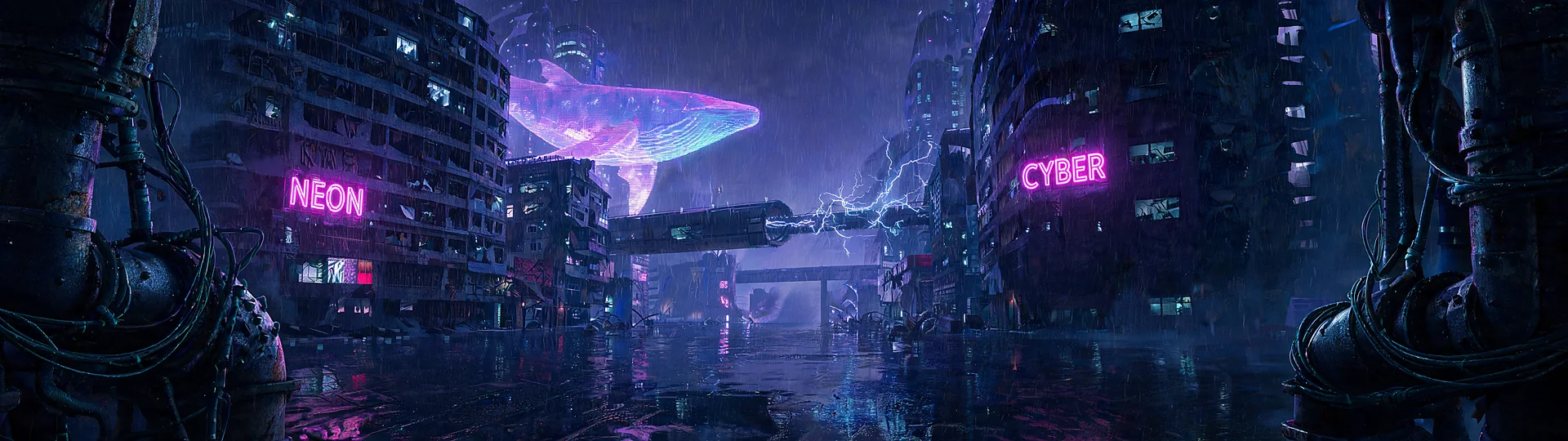 Neon Dystopia Dark Sci-Fi Wallpaper 43
