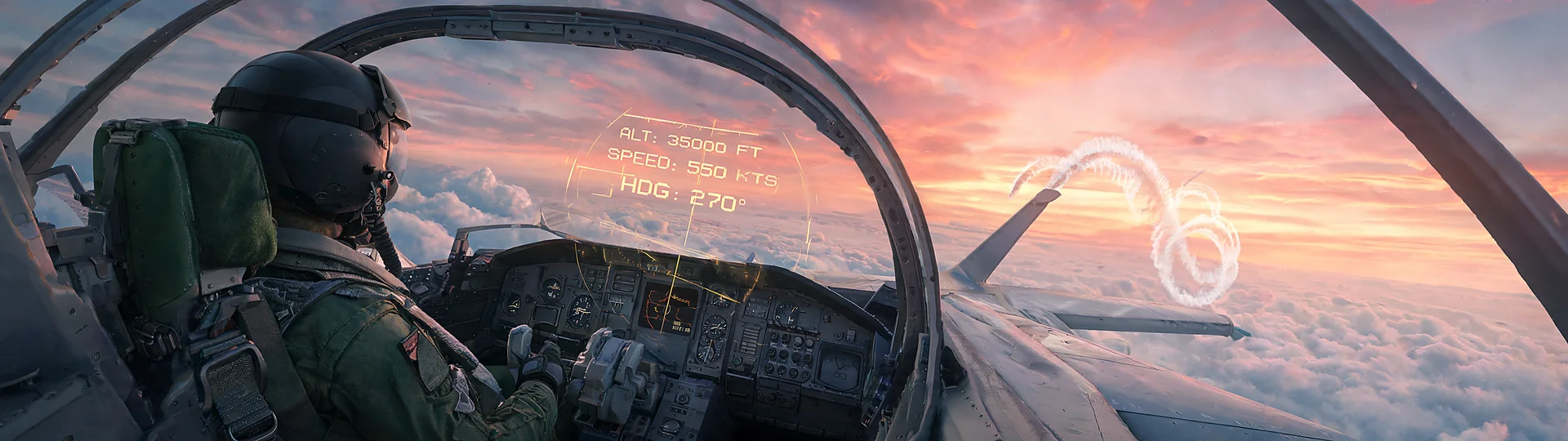 Fighter Cockpit Dusk Clouds