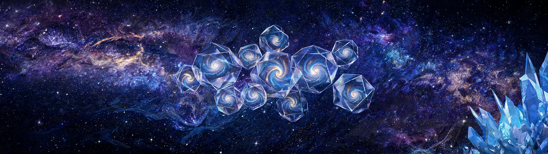 Glowing Deep Space Crystal Horizon