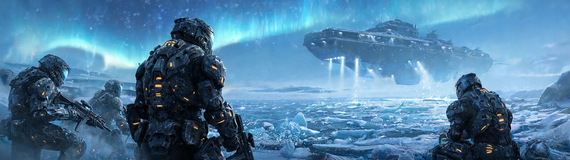 Armored Twilight Outpost 5120x1440p Wallpaper