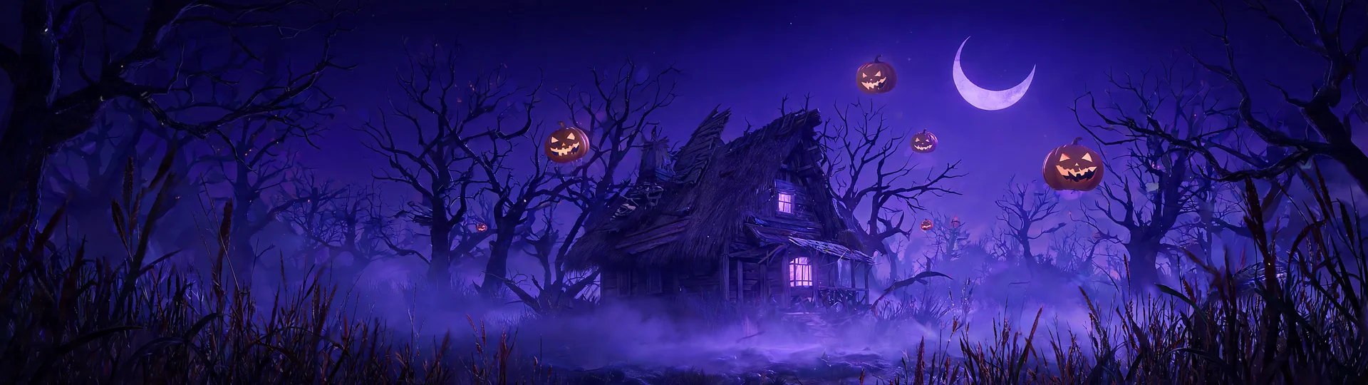 Eerie Purple Halloween Wallpaper