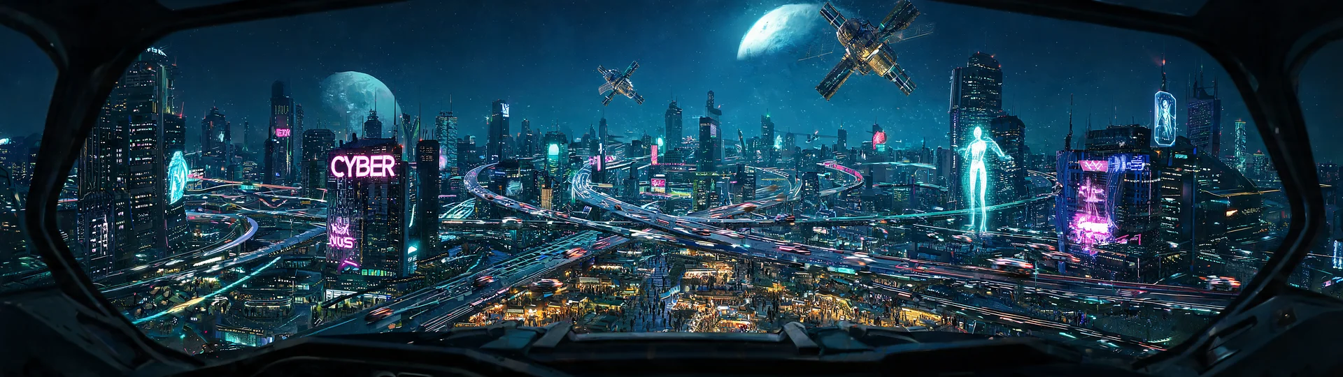 Cyberpunk Desktop Sci-Fi Wallpaper Horizon