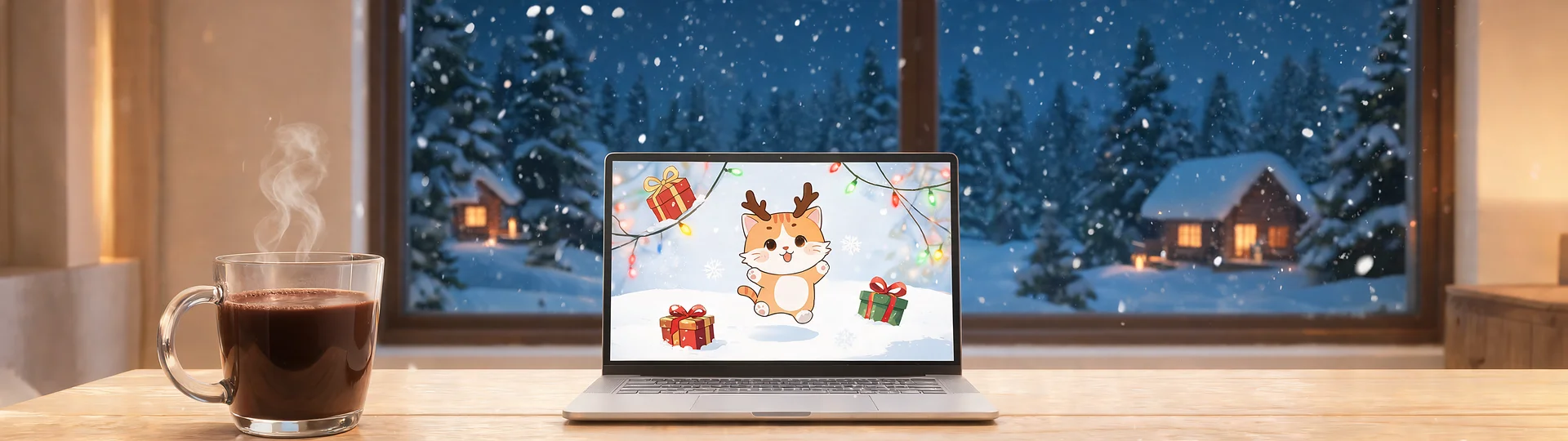 Cozy Night Laptop Christmas Wallpaper