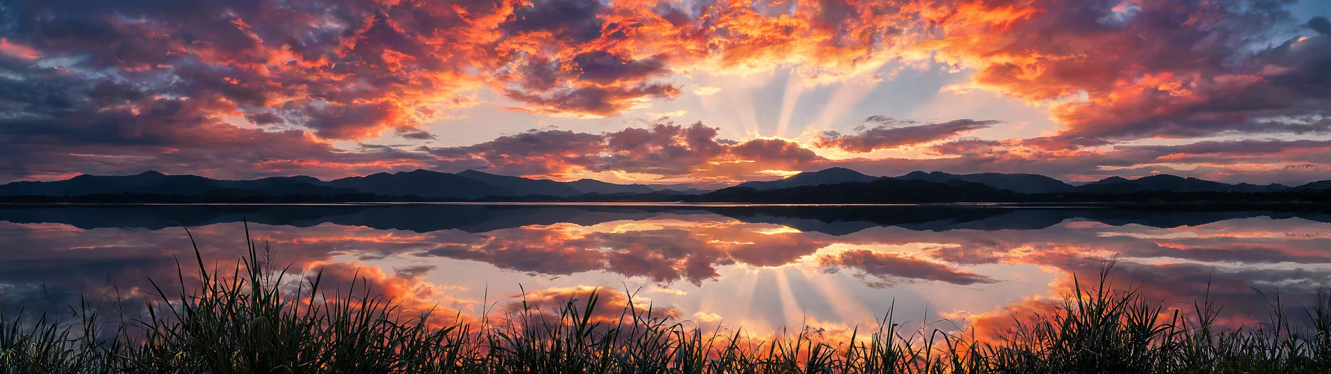 Blazing Sunset Over Mirror Lake
