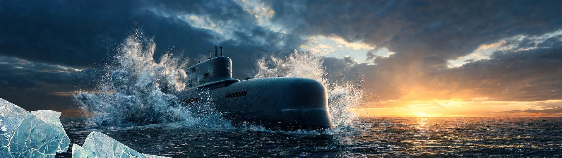 Submarine Breach in Molten Sunset