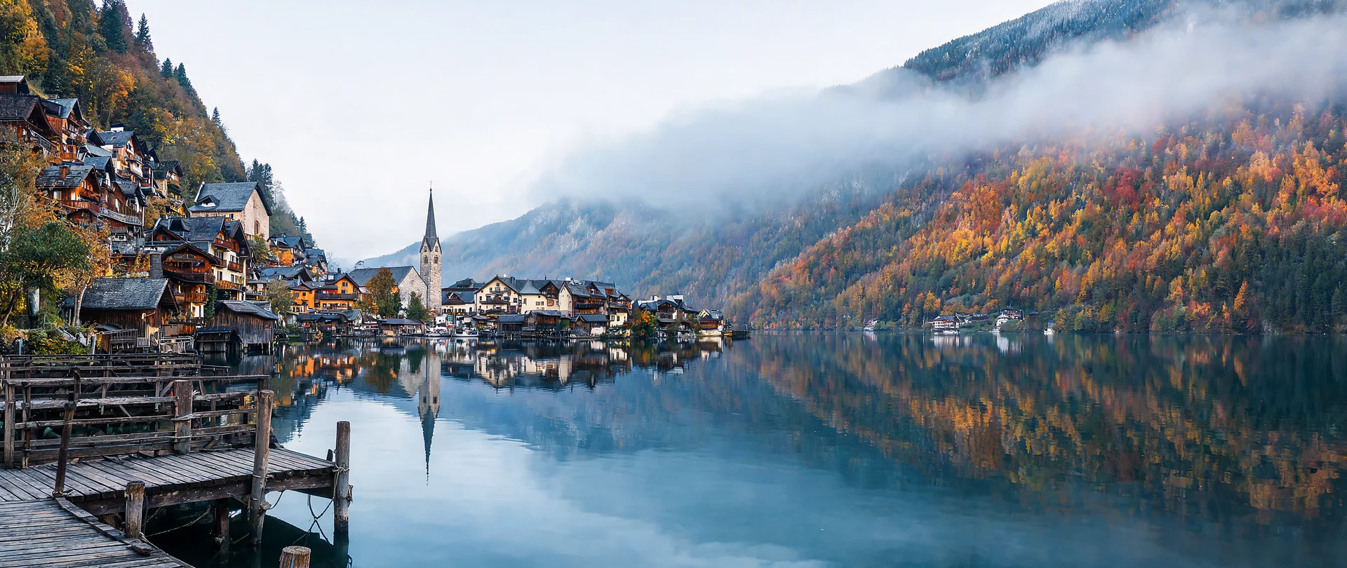 Autumn Reflection Hallstatt Lake