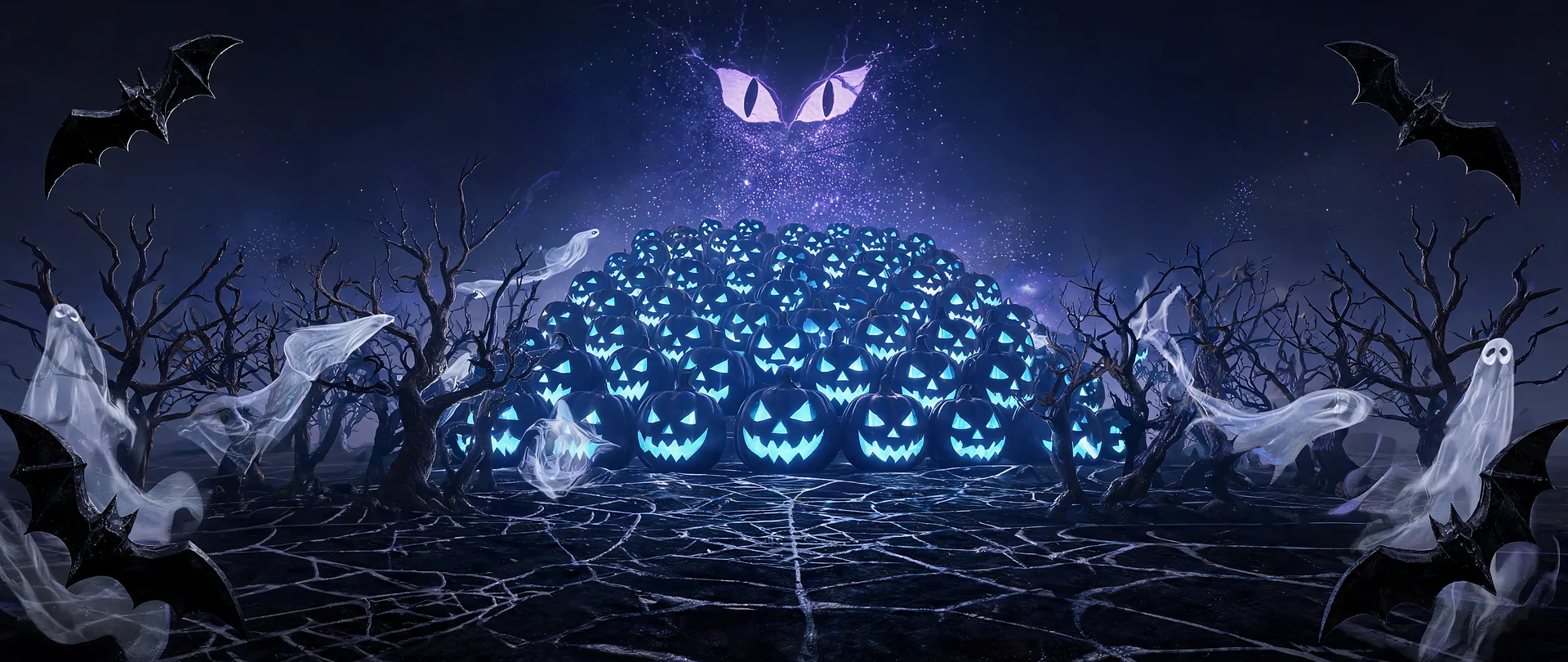Pumpkin Glow Abstract Halloween Wallpaper 40 inch Ultrawide