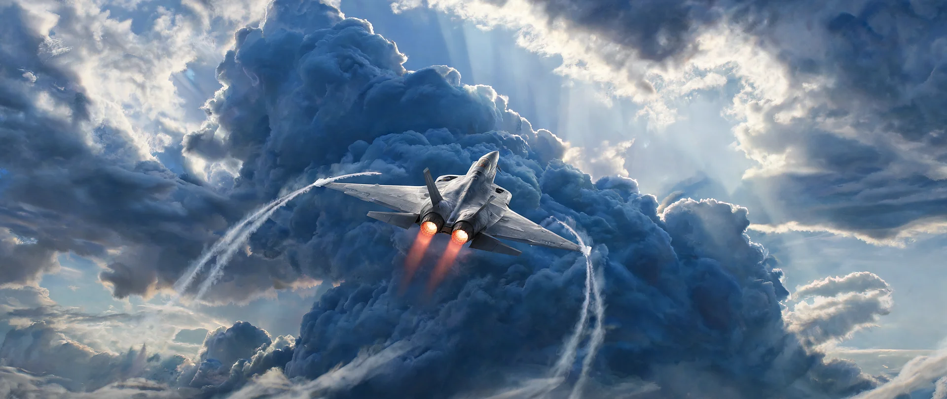 Fighter Jet Breaching Golden Cloudbank