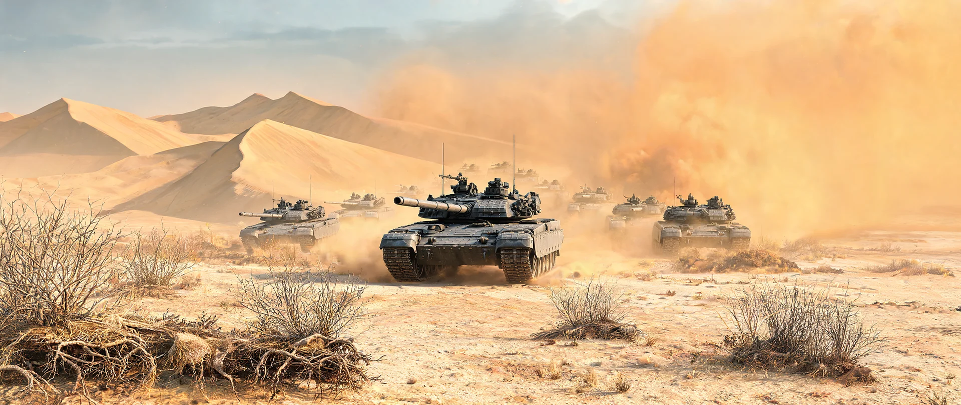 Armored Spearhead Penetrating Sandstorm