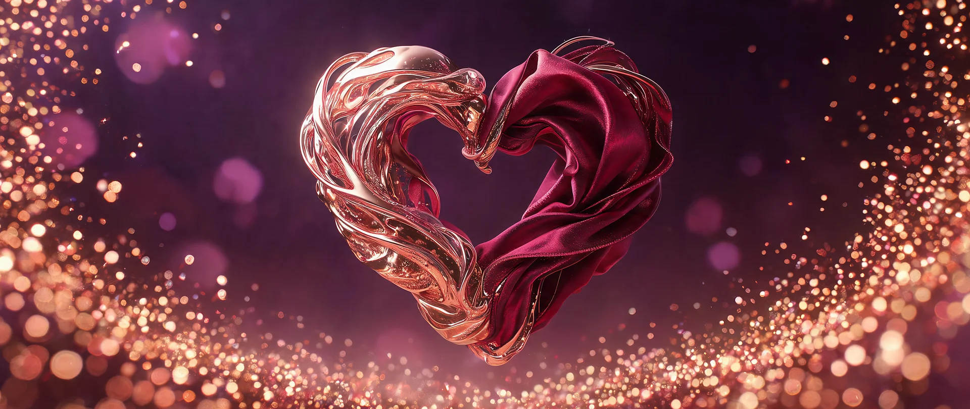 Liquid Gold Ribbon Abstract Valentine Wallpaper