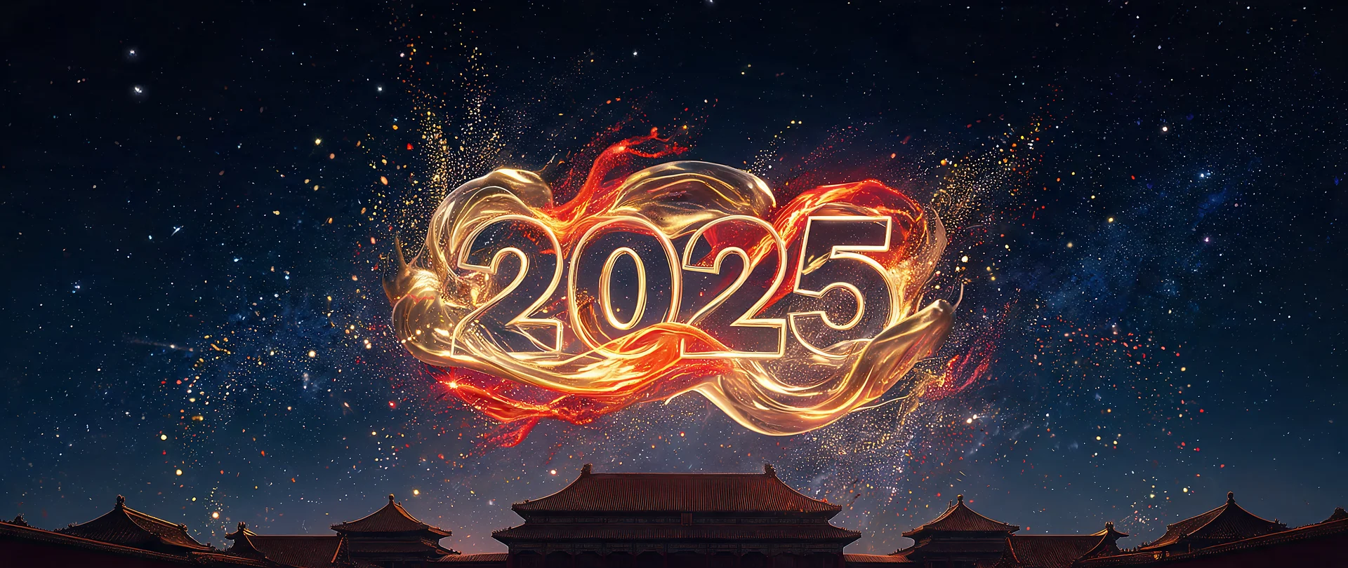 Luminous Flow： Abstract New Year Wallpaper 5120x2160 Ultrawide