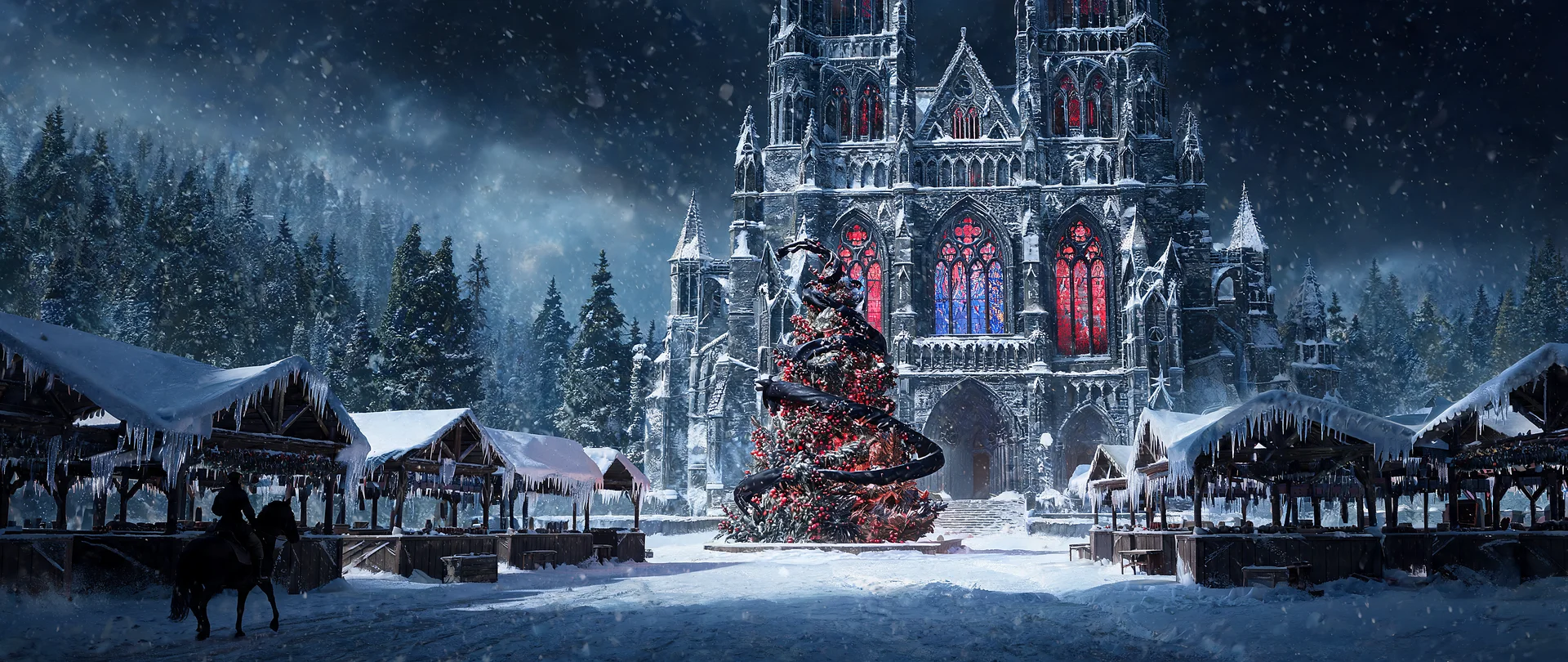 Dark Christmas Wallpaper under Snowbound Skies
