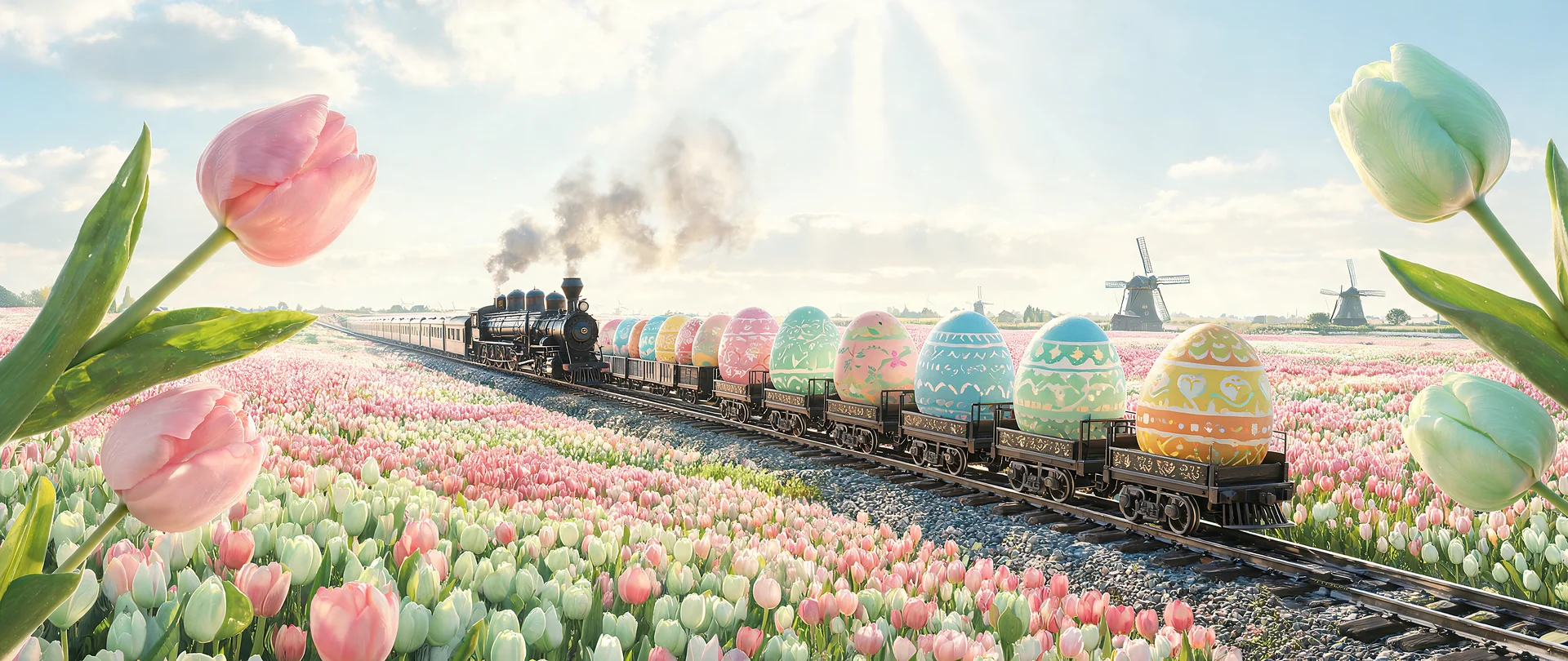 Sunlit Easter Egg Express UW5K Wallpaper