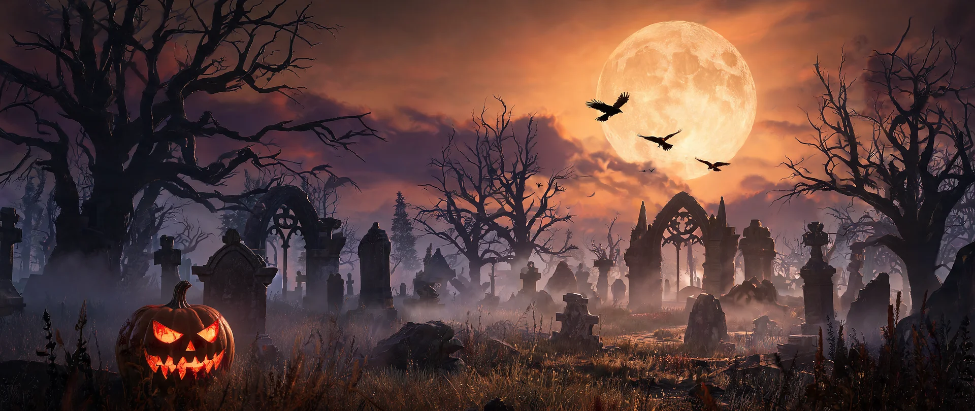 Eerie Orange Halloween Wallpaper