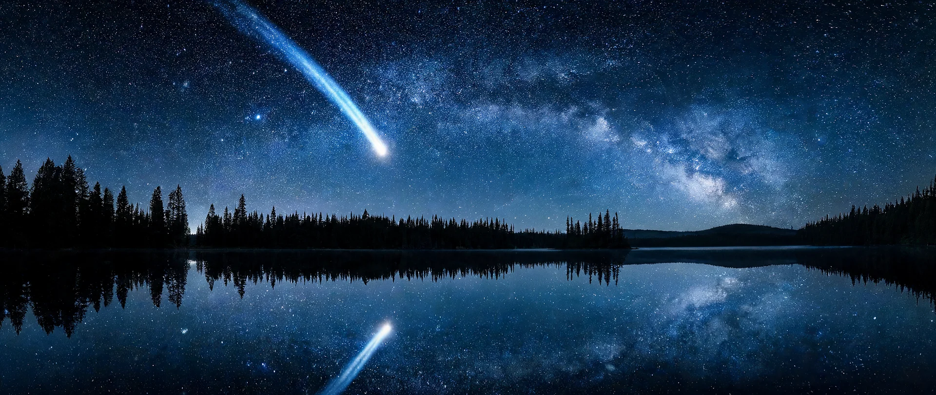 Comet Tail Over Frozen Lake