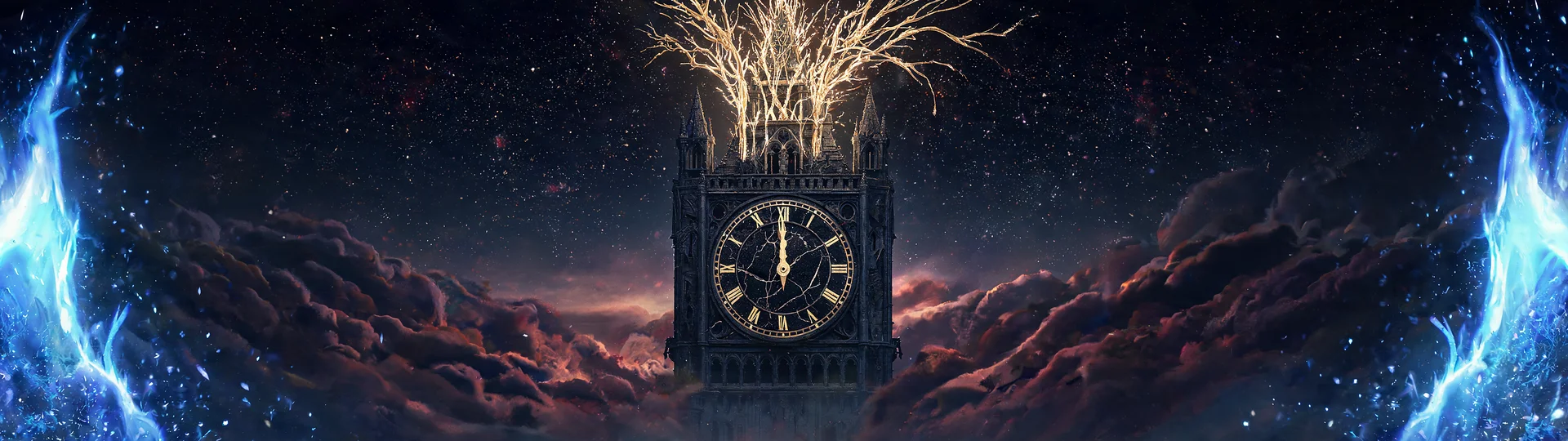 Black New Year’s Spectacle of Frozen Fireworks