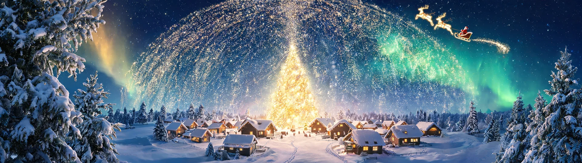 Celestial Gold Christmas Wallpaper – Sacred Noel in the Wilderness 32:9 8K